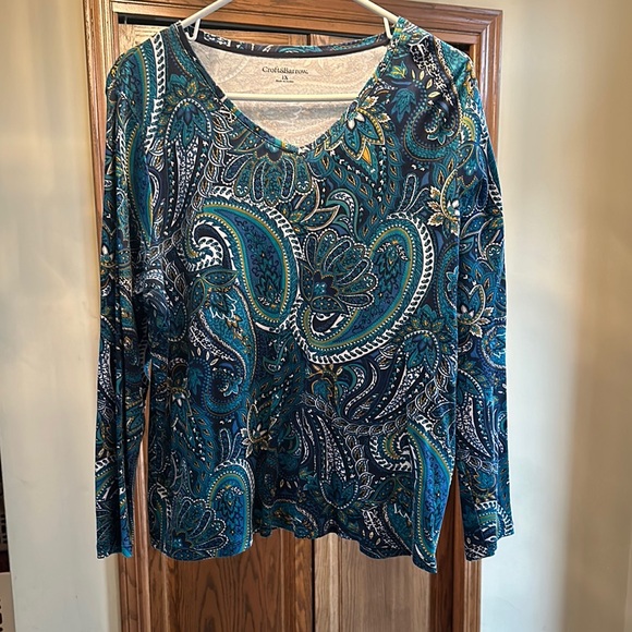 croft & barrow Tops - Croft & Barrow Women's Blue Paisley Top